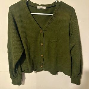 Green long sleeves knitted sweater